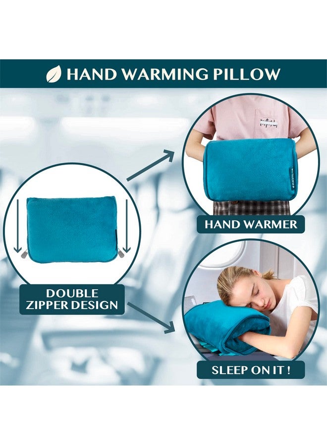 PAVILIA PAVILIA Travel Blanket Pillow, Soft Airplane Blanket 2-IN-1 Combo Set, Plane Blanket Compact Packable, Flight Essentials Car Pillow, Travelers Gifts Accessories Luggage Backpack Strap, 60x43 Teal Blue - Image 4