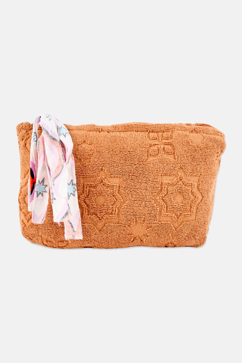 promod Women Textured Make Up Pouch, Brown - Image 1