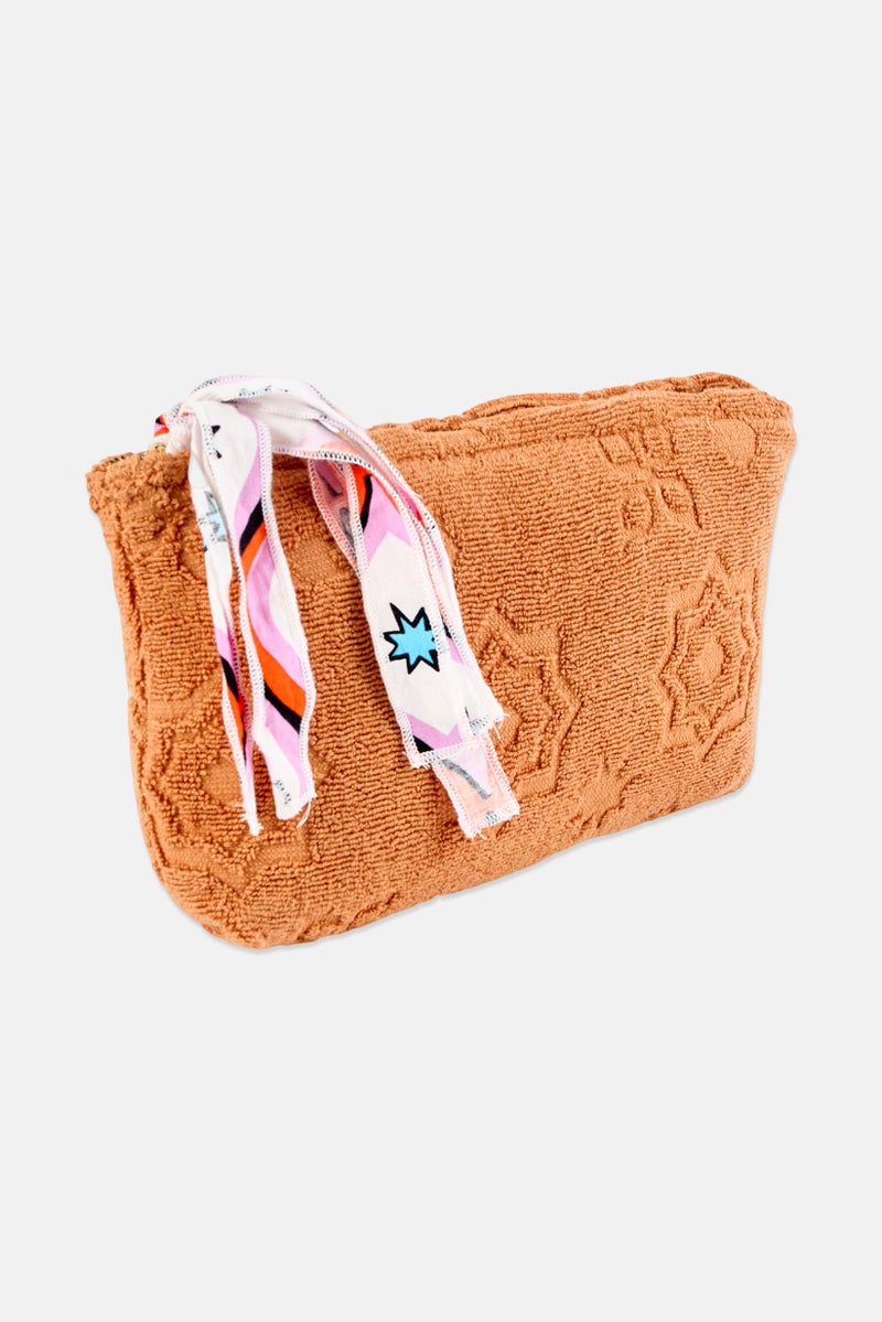 promod Women Textured Make Up Pouch, Brown - Image 3