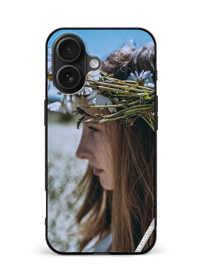 Protective Case Cover For Apple iPhone 16 Plus Girl With Flower Crown Design Multicolour