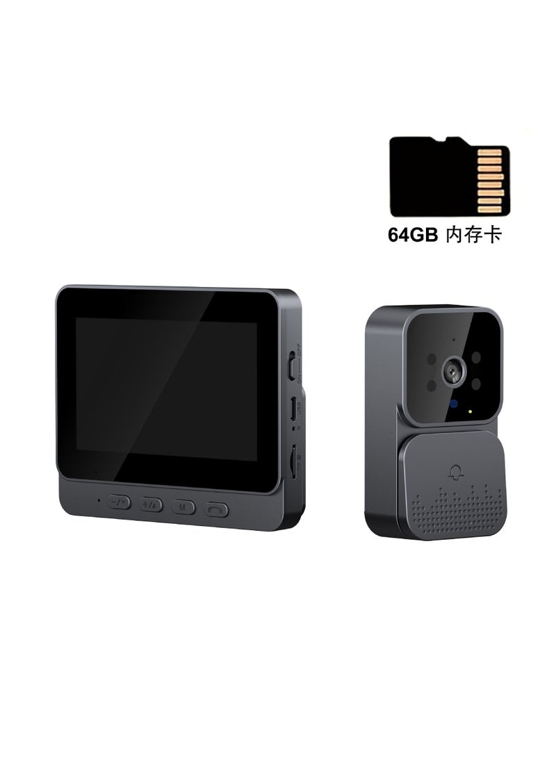 General Home smart visual cat eye camera electronic video doorbell with screen monitoring video doorbell M10 video doorbell + screen (64G memory)  - Image 1