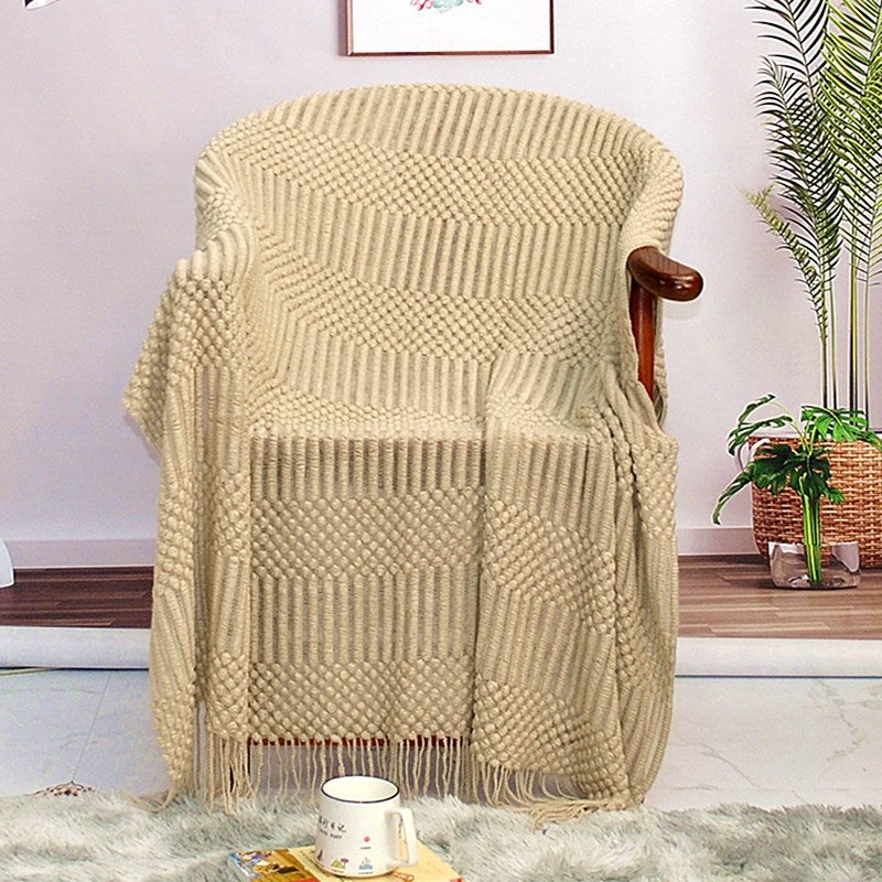 Carefully Selected Internet Celebrity Knitted Blanket Nordic Casual Sofa Blanket Light Luxury B&B Bed Towel Bubble Blanket - Image 3
