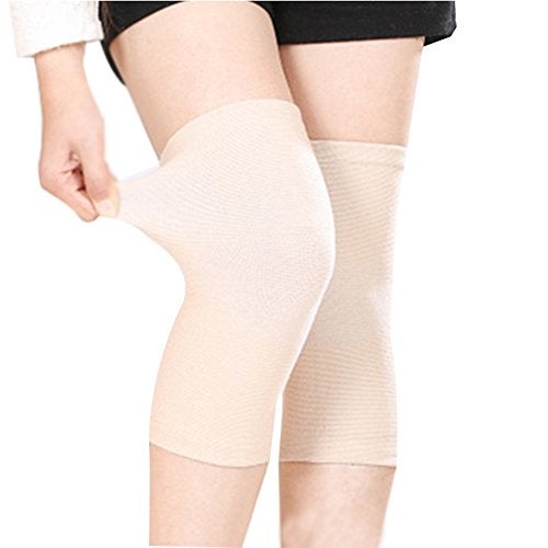 JUMISEE (One Pair) Cotton Knee Sleeves for Knee Support, Circulation Improvement & Pain Relief,Sport Compression for Running, Pain Management, Arthritis Pain Women Men (Complexion, Medium) - Image 1