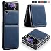 japezop Samsung Galaxy Z Flip 3 5G CaseGalaxy Z Flip 3 Leather Phone Case with Hard Shockproof Back Cover Slim Durable for Galaxy Z Flip 3 5G 2021 Blue - Image 2