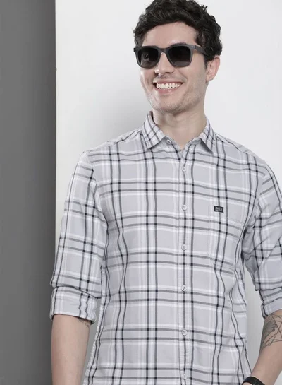 The Indian Garage Co Men Regular Fit Checkered Full Sleeves Spread Collar Casual Shirt