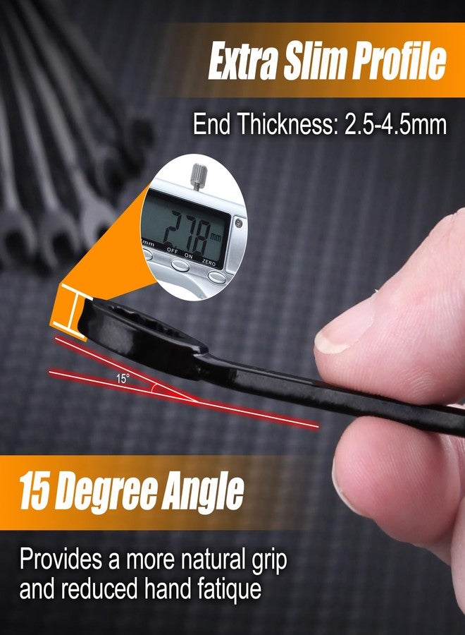 مجموعة مفاتيح ربط صغيرة من ليونتول، مكونة من 20 قطعة، بمقاسات مترية وSAE، 4 مم - 11 مم و5/32 بوصة - 7/16 بوصة، مجموعة مفاتيح ربط مركبة مفتوحة وصندوقية، مفتاح ربط صغير فائق النحافة مع حقيبة بسحاب وحلقة مفاتيح، لون أسود - Image 2