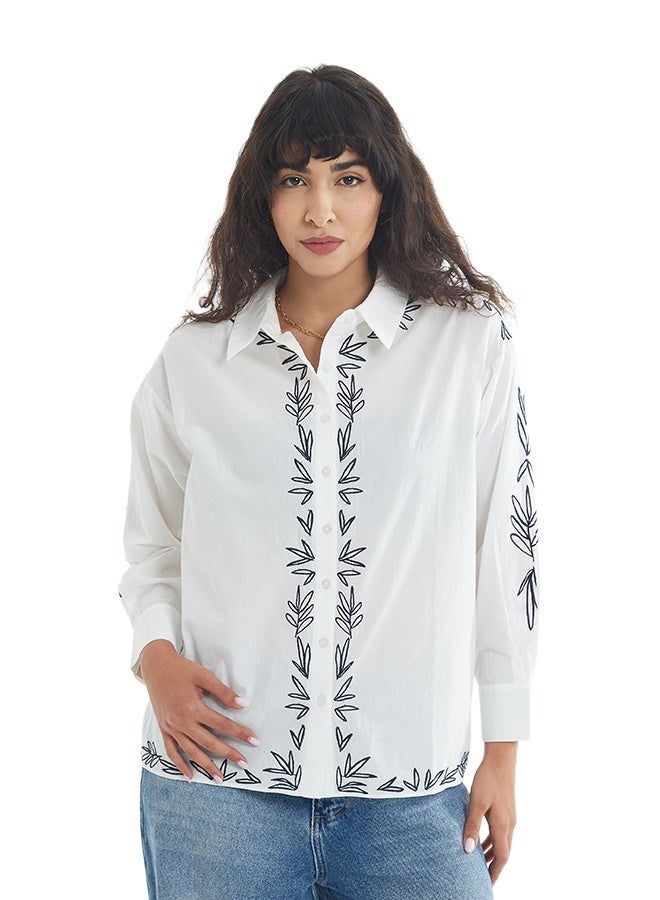 اشاراي قميص نسائي بأزرار وأكمام كاملة - Image 1