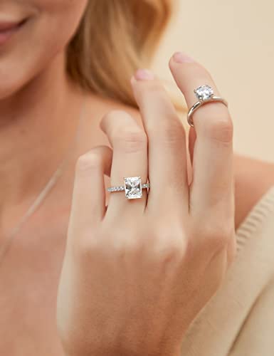 EAMTI 3CT 925 Sterling Silver Engagement Rings Radiant Cut Solitaire Cubic Zirconia CZ Wedding Promise Rings for Her Wedding Bands for Women Size 8 - Image 5