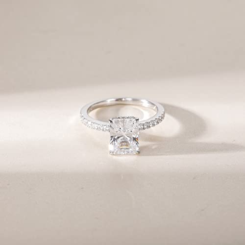 EAMTI 3CT 925 Sterling Silver Engagement Rings Radiant Cut Solitaire Cubic Zirconia CZ Wedding Promise Rings for Her Wedding Bands for Women Size 8 - Image 2