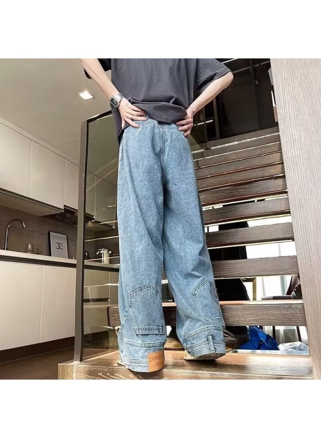 Spring And Summer New American High Street Pants Trendy European And American Retro Inverted Jeans Niche Long Pants Trend