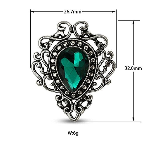MINGHUA Retro Hollow Flower Waterdrop Gemstone Brooch for Women (Red) - Image 3