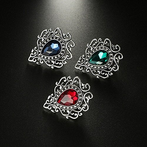 MINGHUA Retro Hollow Flower Waterdrop Gemstone Brooch for Women (Red) - Image 5