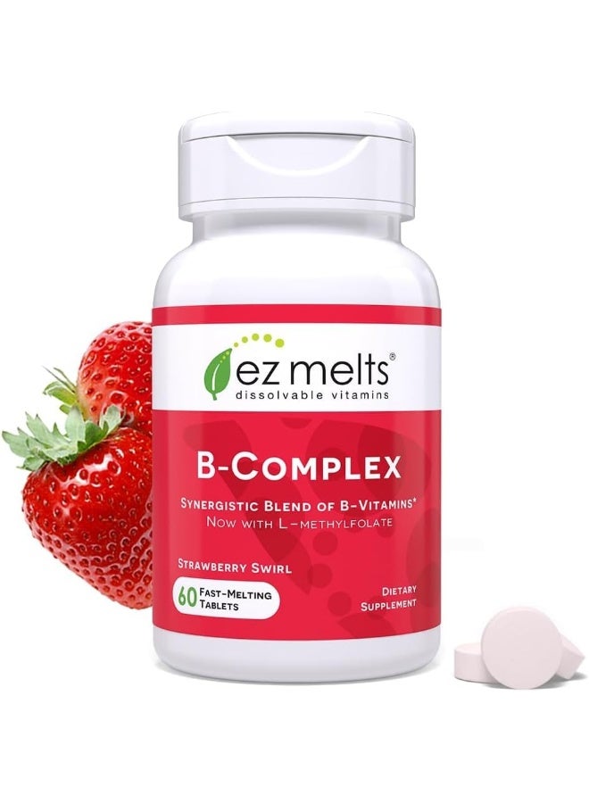 EZ Melts Dissolvable Vitamin B-Complex with Methyl B12 and Methyl Folate, Sugar-Free, 2-Month Supply - Image 1