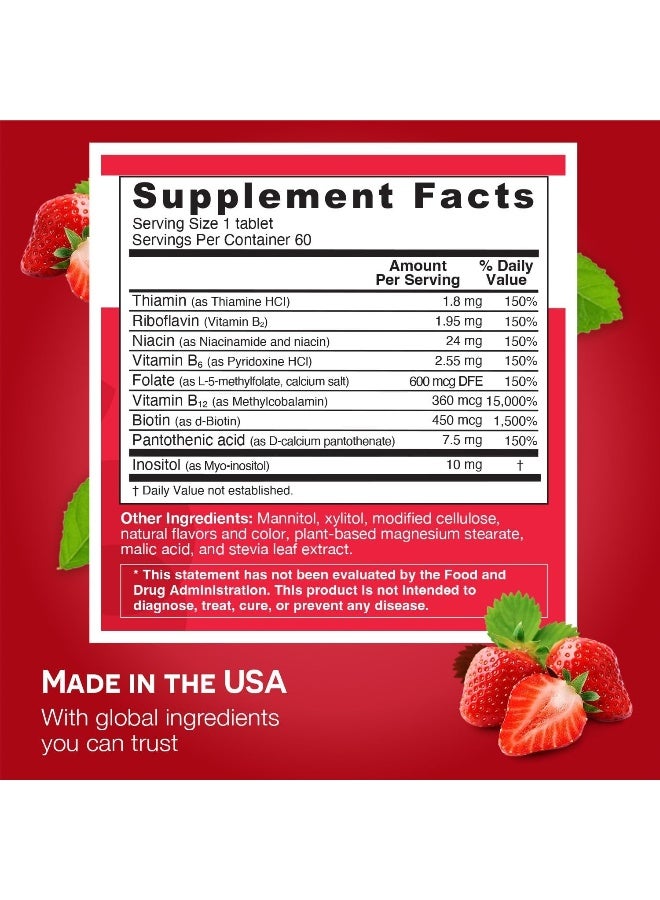 EZ Melts Dissolvable Vitamin B-Complex with Methyl B12 and Methyl Folate, Sugar-Free, 2-Month Supply - Image 2