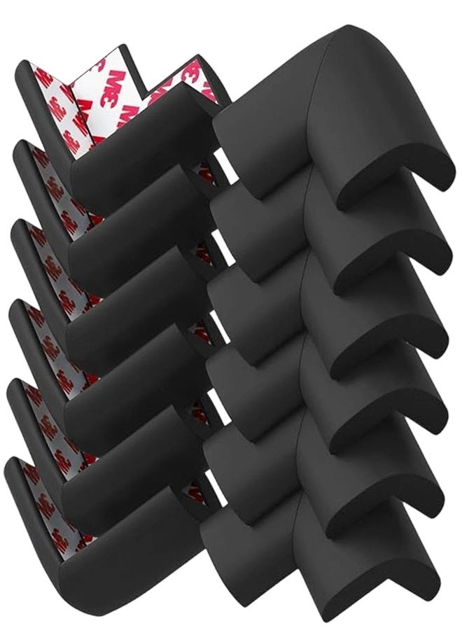 مجموعة من 12 واقيًا ناعمًا للزوايا لحماية الأطفال من الحواف والزوايا، واقي أثاث مطاطي مُلصق مسبقًا ومُصمم خصيصًا للمدفأة والطاولة والسلالم والخزانة - Image 1