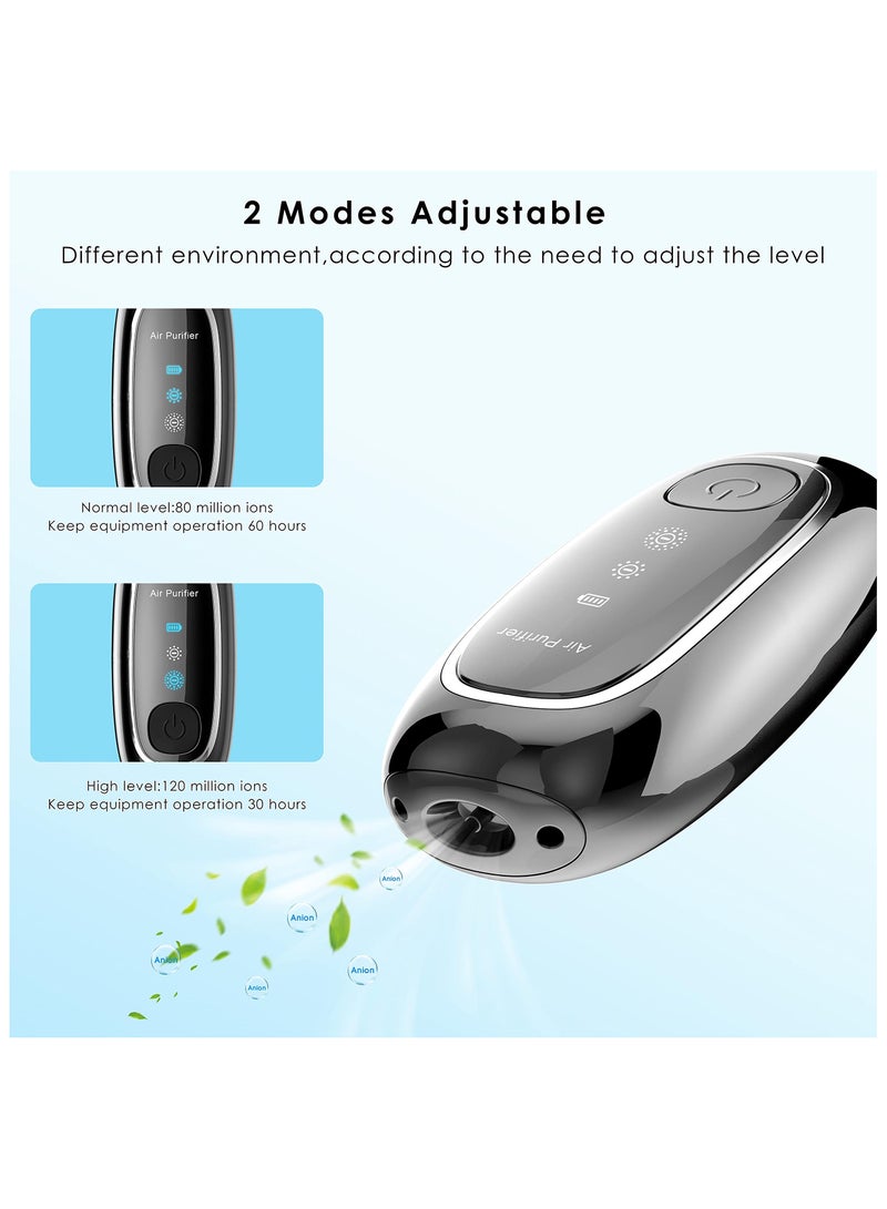 SYOSI منقي هواء شخصي، منقي هواء محمول، مؤين على شكل قلادة، مولد أيونات سالبة بتروسين، يخلق مساحة شخصية نظيفة، يمكن ارتداؤه في أي مكان للسفر والطائرة والمكتب والمنزل، أسود - Image 2
