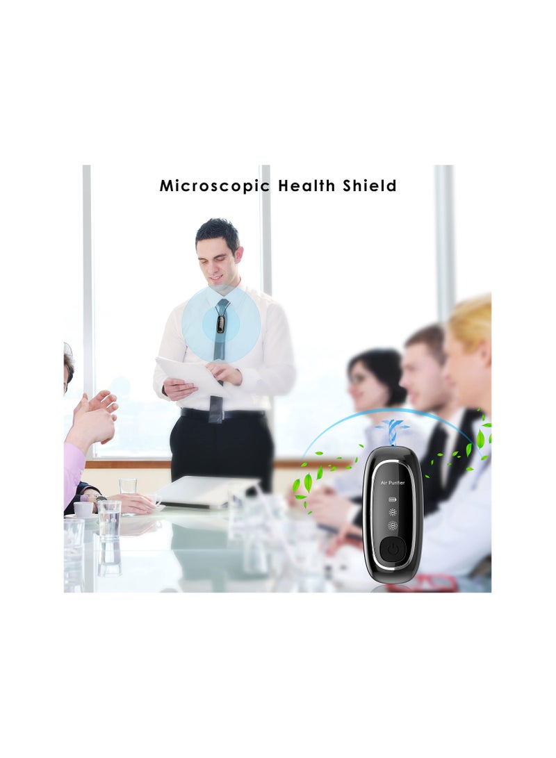 SYOSI منقي هواء شخصي، منقي هواء محمول، مؤين على شكل قلادة، مولد أيونات سالبة بتروسين، يخلق مساحة شخصية نظيفة، يمكن ارتداؤه في أي مكان للسفر والطائرة والمكتب والمنزل، أسود - Image 3