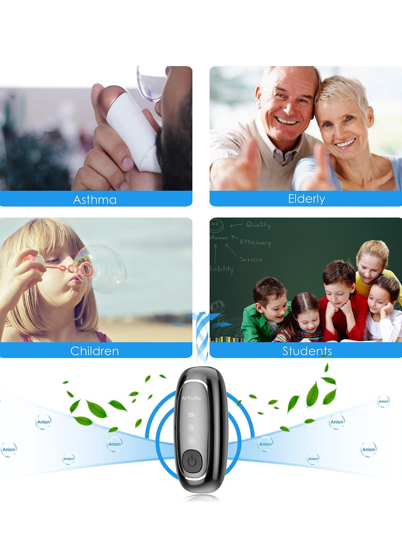 SYOSI منقي هواء شخصي، منقي هواء محمول، مؤين على شكل قلادة، مولد أيونات سالبة بتروسين، يخلق مساحة شخصية نظيفة، يمكن ارتداؤه في أي مكان للسفر والطائرة والمكتب والمنزل، أسود - Image 5