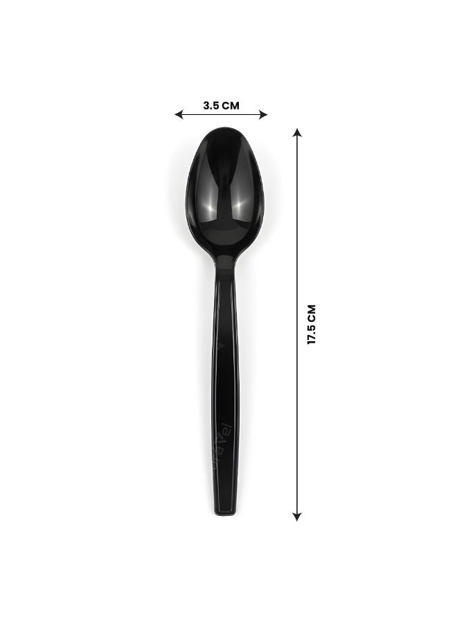 Duravel Disposable Plastic Spoons,Pack of 50,Heavy Duty Black Cutlery - Plastic Utensils - Perfect for Parties and Restaurants - Image 4