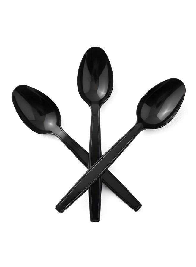 Duravel Disposable Plastic Spoons,Pack of 50,Heavy Duty Black Cutlery - Plastic Utensils - Perfect for Parties and Restaurants - Image 2