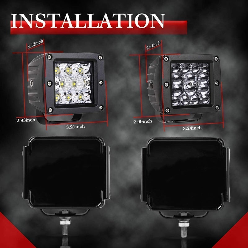 AKD Part 3 Inch LED Pods Covers 2PCS Square LED Cube Lights Black Covers PC Protective Lens 3X3 Pod Light Covers for Offroad Driving Fog Ditch Lights - Image 4