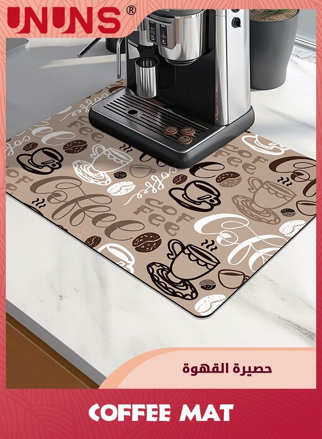 UNUNS Coffee Mat,Fit Under Coffee Maker Espresso Machine Mat,Hide Stain Absorbent Rubber Backed Quick Drying Mat,40x50cm - Image 2