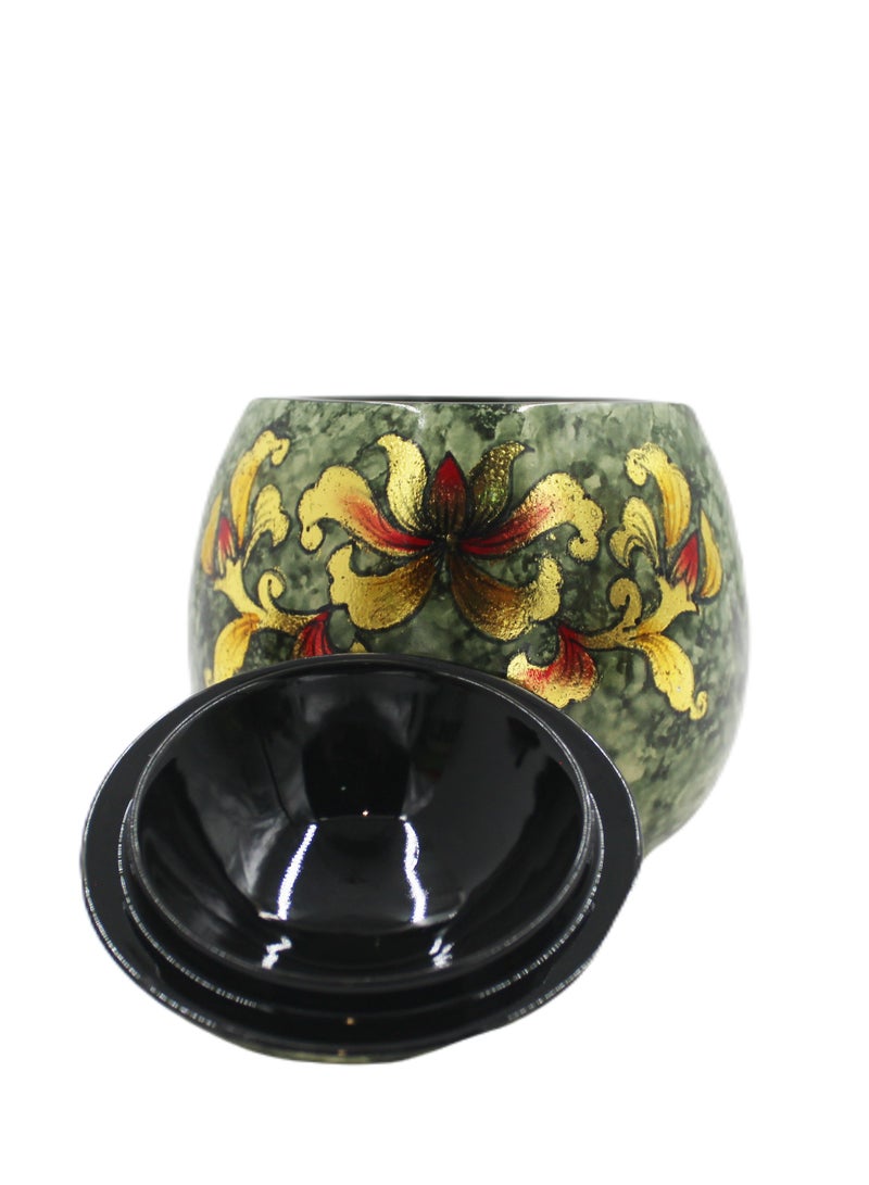 Antique Museum Vietnam Handmade Lacquer Egg Shape Pot  - Image 2