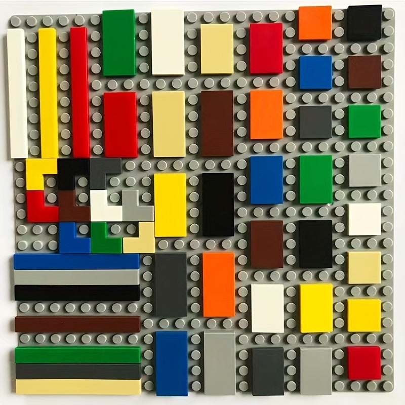 100pcs ABS Plastic Building Blocks Set, Multi-Size Flat Tiles, DIY Educational Construction Toy Kit, Assorted Colors Thin Baseplates for Building and Stacking, Compatible with Major Brands, Age 6+
