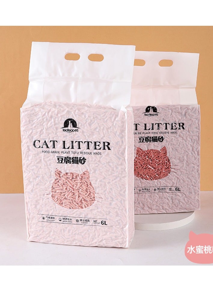 تاوتواص TaoTaoPets 2 عبوات 6 لتر متكتلة وقابلة للتحلل الحيوي، عطر ناعم طبيعي من التوفو للقطط (رائحة الخوخ)  - Image 1