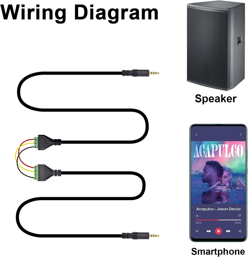 Poyiccot 3.5mm Speaker Wire Adapter, 3.5mm (1/8") 4 Pole Stereo TRRS Male Jack to AV 4 Screw Terminal Block Balun Connectors Cable 30cm (1/8inch/ 4pin) - Image 4