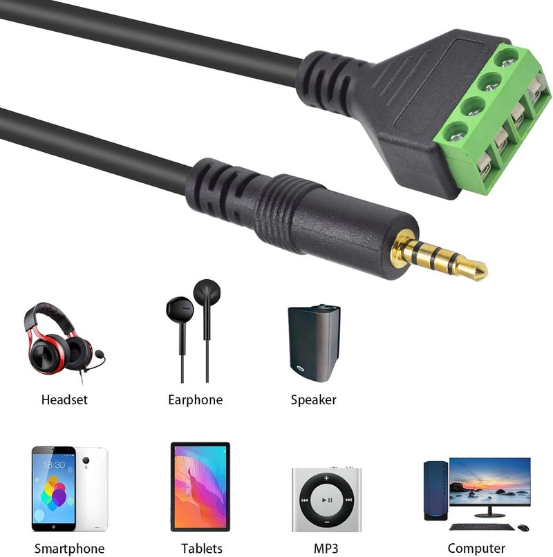 Poyiccot 3.5mm Speaker Wire Adapter, 3.5mm (1/8") 4 Pole Stereo TRRS Male Jack to AV 4 Screw Terminal Block Balun Connectors Cable 30cm (1/8inch/ 4pin) - Image 5
