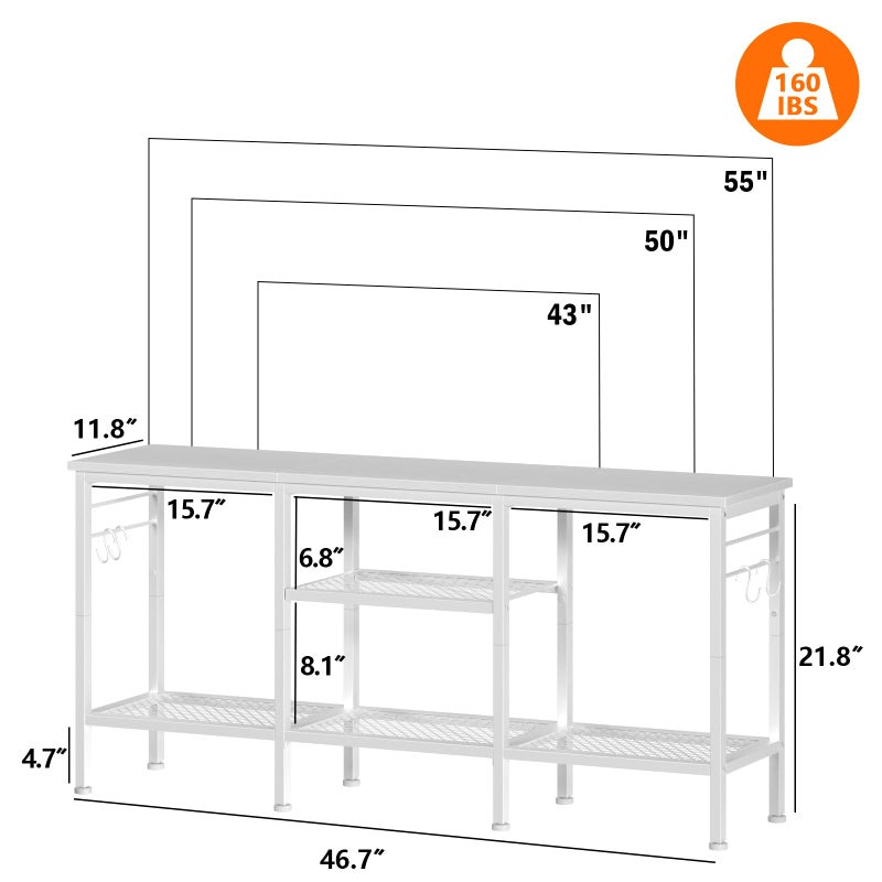 Furologee TV Stand for TVs up to 55 Inch, Entertainment Center with Open Storage Shelves, Media Console Table with Soundbar Shelf for Living Room, Bedroom, White - Image 2