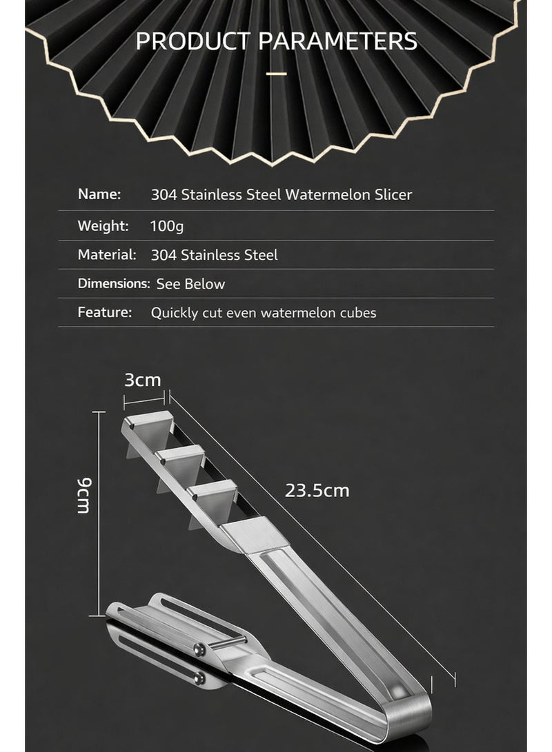 Fasola Watermelon Slicer, Stainless Steel Fruit Cutter Tool, 23.5 cm Manual Kitchen Tool for Cube Cutting, Mess-Free Food Prep Tool for Home and Gatherings (Silver) - Image 2