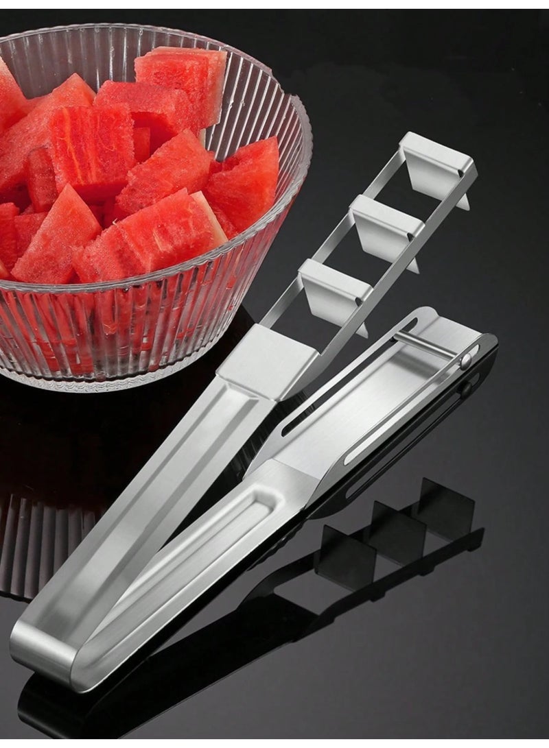 Fasola Watermelon Slicer, Stainless Steel Fruit Cutter Tool, 23.5 cm Manual Kitchen Tool for Cube Cutting, Mess-Free Food Prep Tool for Home and Gatherings (Silver) - Image 5