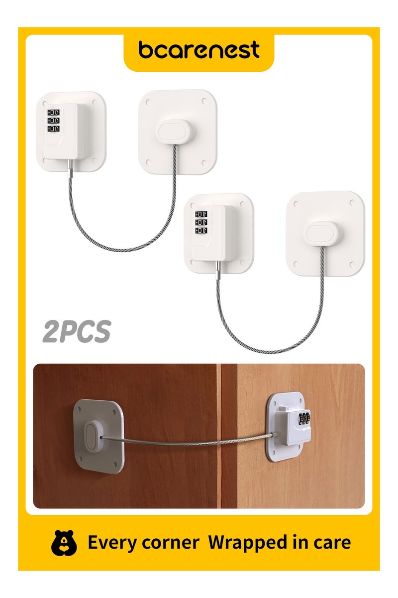 Bcarenest 2-Pack Refrigerator Security Locks with 3-Digit password, Drawer Security Locks for Refrigerators, Doors, Windows, Cabinets, etc. (White). - Image 1