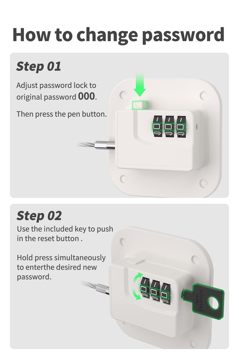 Bcarenest 2-Pack Refrigerator Security Locks with 3-Digit password, Drawer Security Locks for Refrigerators, Doors, Windows, Cabinets, etc. (White). - Image 5