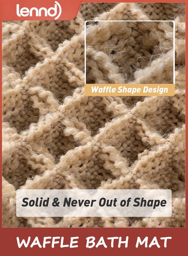 LENND Upgraded Waffle Bath Mat, Super Absorbent Non Slip Bath Mats for Bathroom Floor, Machine Washable Bathroom Rugs with Tassels, Rubber Backed Bathroom Mats, Ultra - Image 5