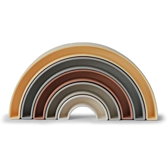 STACKING RAINBOW STACKER | 1-3 YEARS OLD DEVELOPMENTAL TOY | LANGUAGE & MOTOR SKILLS AID | 100% NON-TOXIC, BPA AND PHTHALATE FREE PLASTIC | DESIGNED IN DENMARK | SOL - Image 1