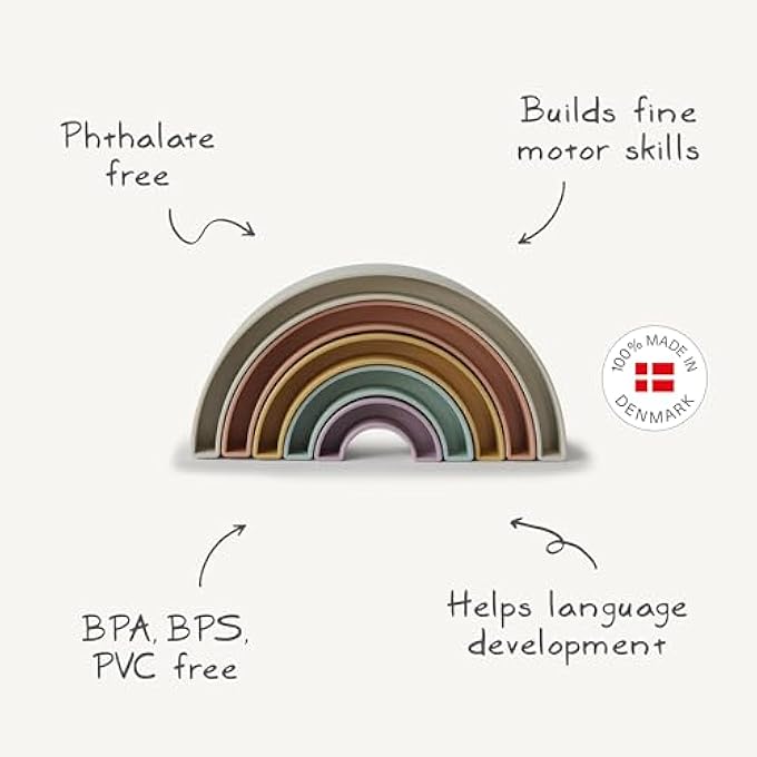 STACKING RAINBOW STACKER | 1-3 YEARS OLD DEVELOPMENTAL TOY | LANGUAGE & MOTOR SKILLS AID | 100% NON-TOXIC, BPA AND PHTHALATE FREE PLASTIC | DESIGNED IN DENMARK | SOL - Image 3