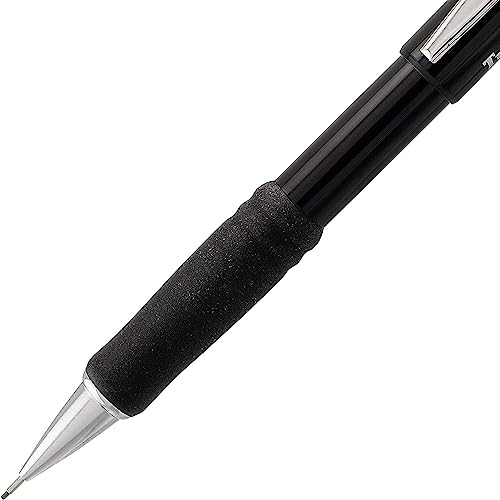 Pentel قلم رصاص ميكانيكي من بنتل 0.9 مم مع ممحاة قابلة للدوران III، ممحاة قابلة للرفع، رصاص سوبر هاي بوليمر HB محمل مسبقًا، أسطوانة سوداء، عبوة من 3 قطع - Image 3