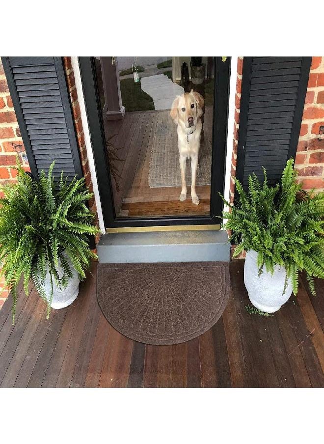 Waroom Home Half Round Entrance Rug Waterproof Floor Mat Shoes Scraper Doormat, 18''x30'' Patio Rug Dirt Debris Mud Trapper Out Door Mat Low Profile Washable Carpet  - Image 3