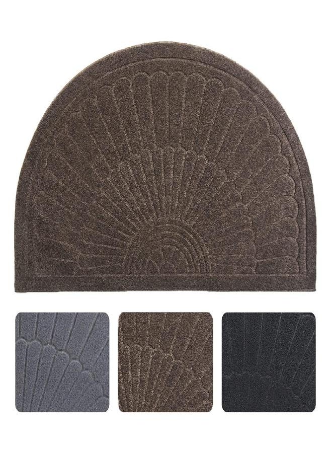Waroom Home Half Round Entrance Rug Waterproof Floor Mat Shoes Scraper Doormat, 18''x30'' Patio Rug Dirt Debris Mud Trapper Out Door Mat Low Profile Washable Carpet  - Image 4