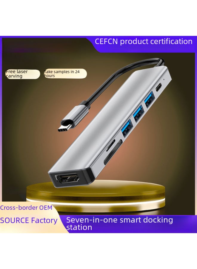 Seven-In-One USB 3.0 Expansion Dock Converter Splitter Adapter For Apple Computer Type-C Multi-Function Wired Extension Dock-Number Of Interfaces:Nine-in-one (2410) One-touch Information Screen  - Image 2