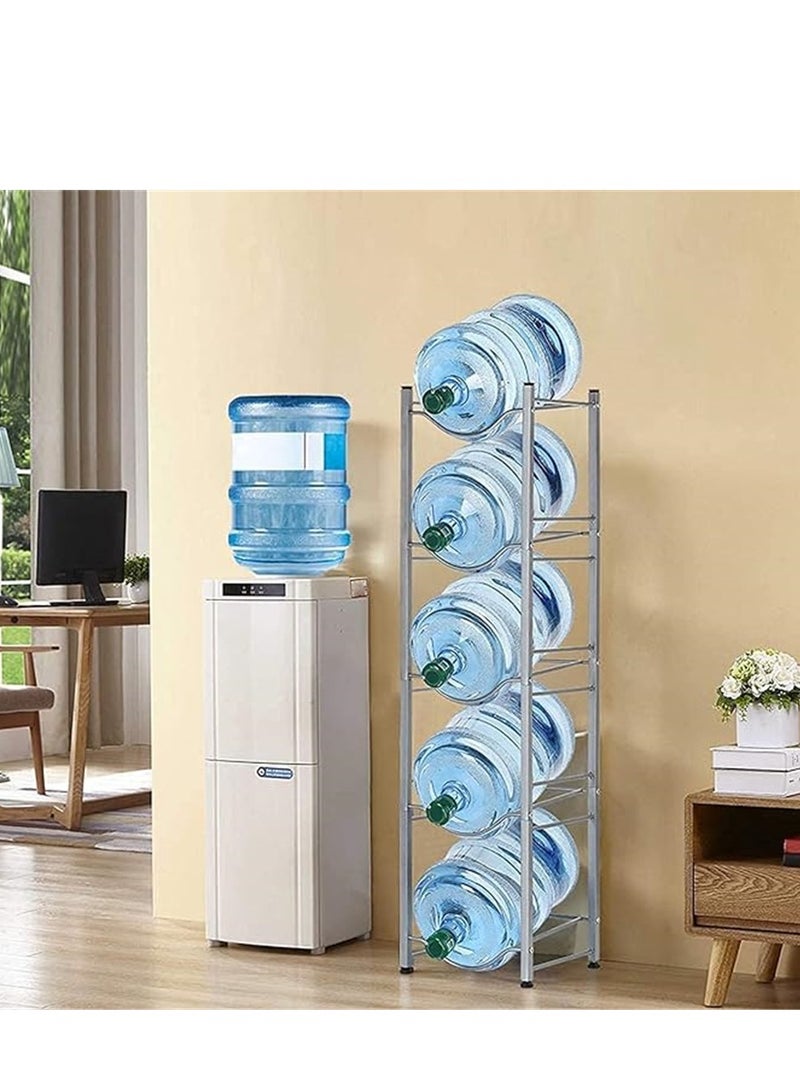 5 Bottles Storage Rack 5 Tier Reinforced Carbon Steel Heavy Duty Water Cane Jug Holder Cooler Organizer Shelf for Home Kitchen Office Garages Restaurant Gym Stand Shelves  - Image 1