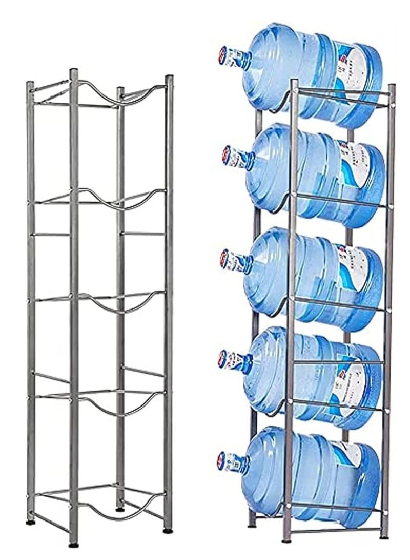 5 Bottles Storage Rack 5 Tier Reinforced Carbon Steel Heavy Duty Water Cane Jug Holder Cooler Organizer Shelf for Home Kitchen Office Garages Restaurant Gym Stand Shelves  - Image 2