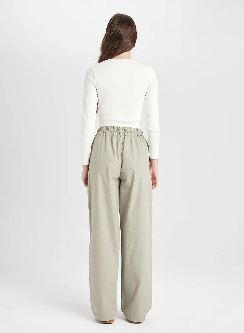 ديفاكتو بنطلون كوكوكول بخصر مطاطي ورباط بقصة مستقيمة وجيوب