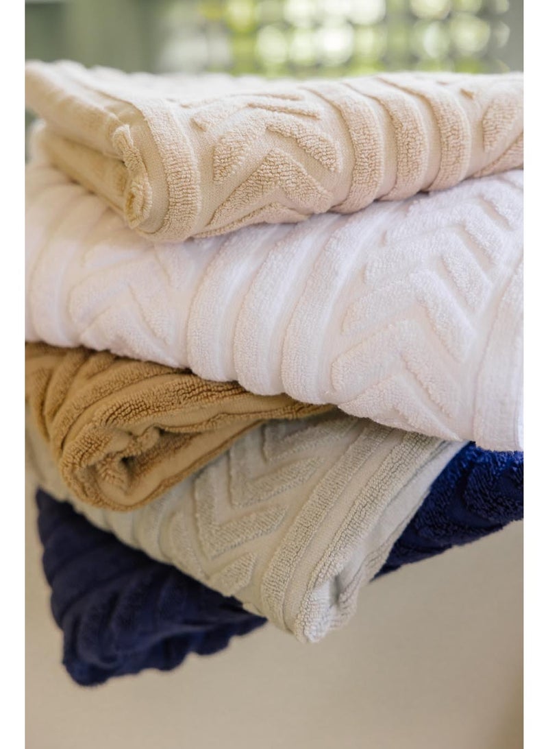 More cottons More cottons Streams Jacquard Towel 600 GSM 100% Cotton(Beige)50X100CM  - Image 3