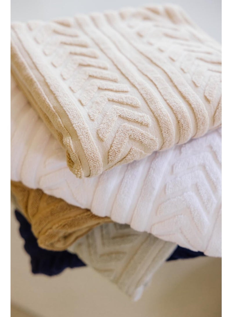 More cottons More cottons Streams Jacquard Towel 600 GSM 100% Cotton(Beige)50X100CM  - Image 2