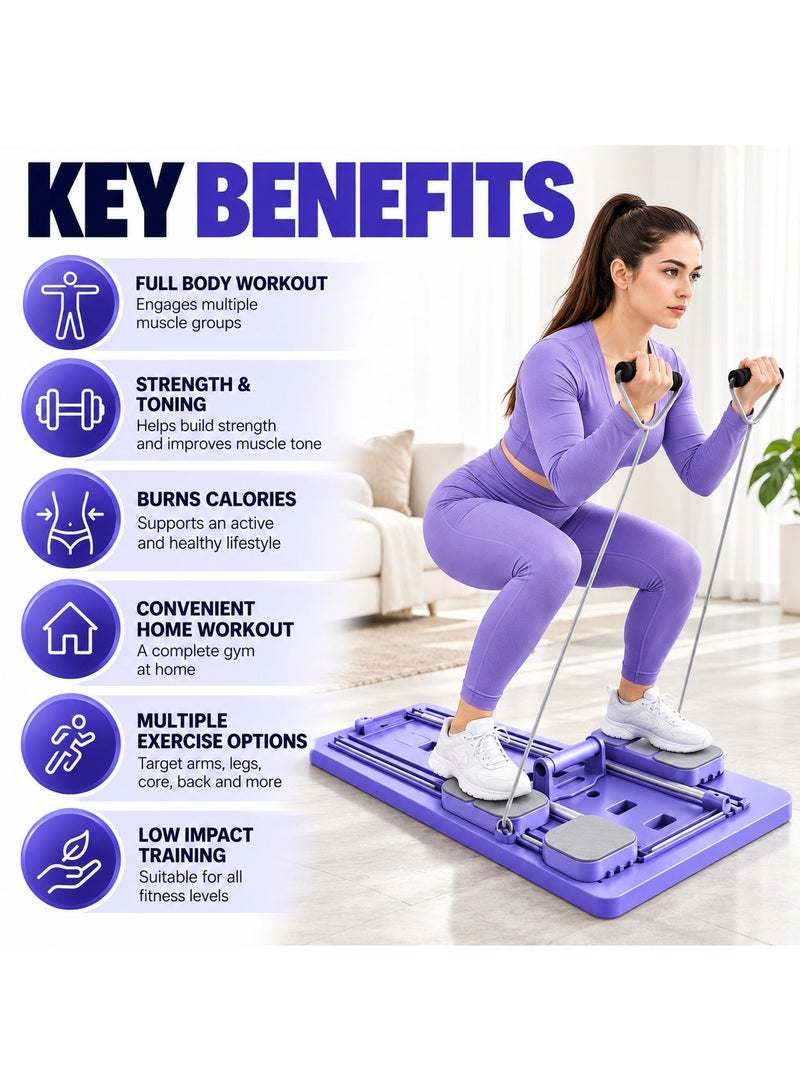 TIGER Full Body Home Workout Machine - Multi-Functional Exercise Board with Resistance Bands, Sliding Training Platform, Foot Pedals & Adjustable Handles for Home Gym Fitness - Image 2