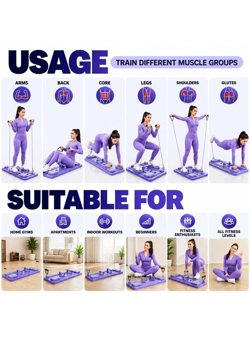 TIGER Full Body Home Workout Machine - Multi-Functional Exercise Board with Resistance Bands, Sliding Training Platform, Foot Pedals & Adjustable Handles for Home Gym Fitness - Image 3